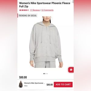 Nike Phoenix Full Zip Oversized Hooded Sweatshirt